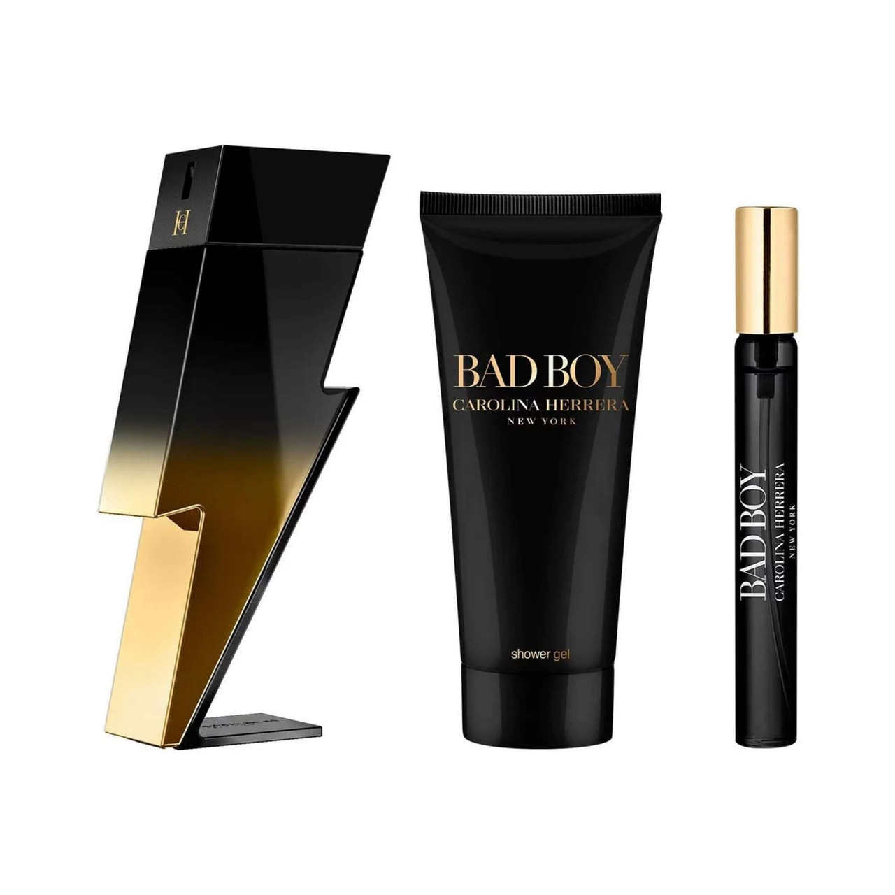 Carolina Herrera Bad Boy Extreme 3 Pcs Set: 3.4 Eau De Parfum Spray + 0.33 Oz Eau De Parfum Spray + 3.4 Shower Gel