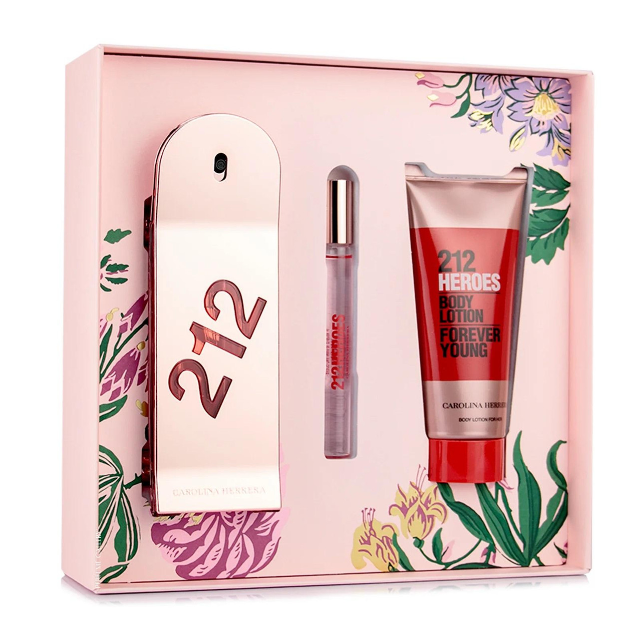 212 Heroes 3 Pcs Set For Women: 2.7 Eau De Parfum Spray + 3.4 Body Lotion + 0.34 Eau De Parfum Rollerball