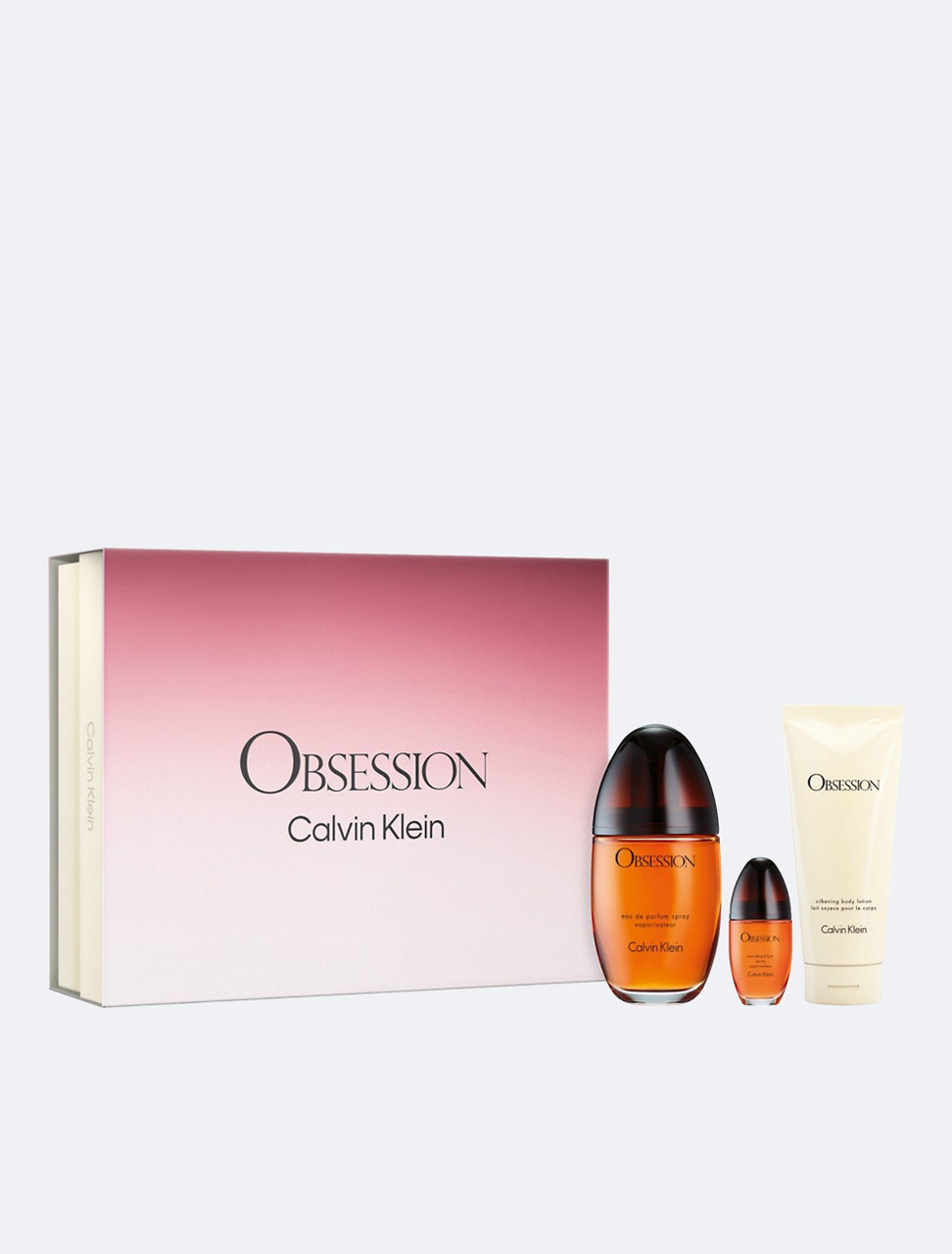 OBSESSION 3 PCS SET FOR WOMEN: 3.3 EAU DE PARFUM SPRAY + 0.5 EAU DE PARFUM SPRAY + 3.3 BODY LOTION