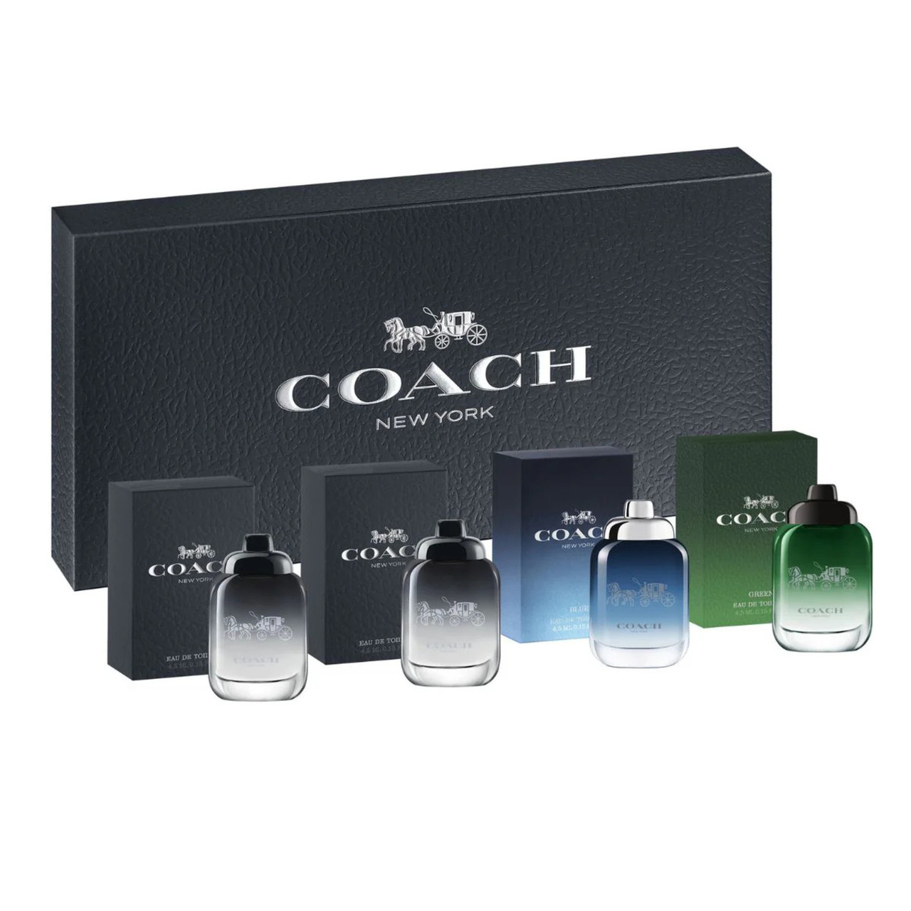 Coach 4 * 4.5 Ml Mini Set For Men: Coach New York Eau De Toilette + Coach Blue Eau De Toilette + Coach Green Eau De Toilette + Coach For Men Eau De Parfum