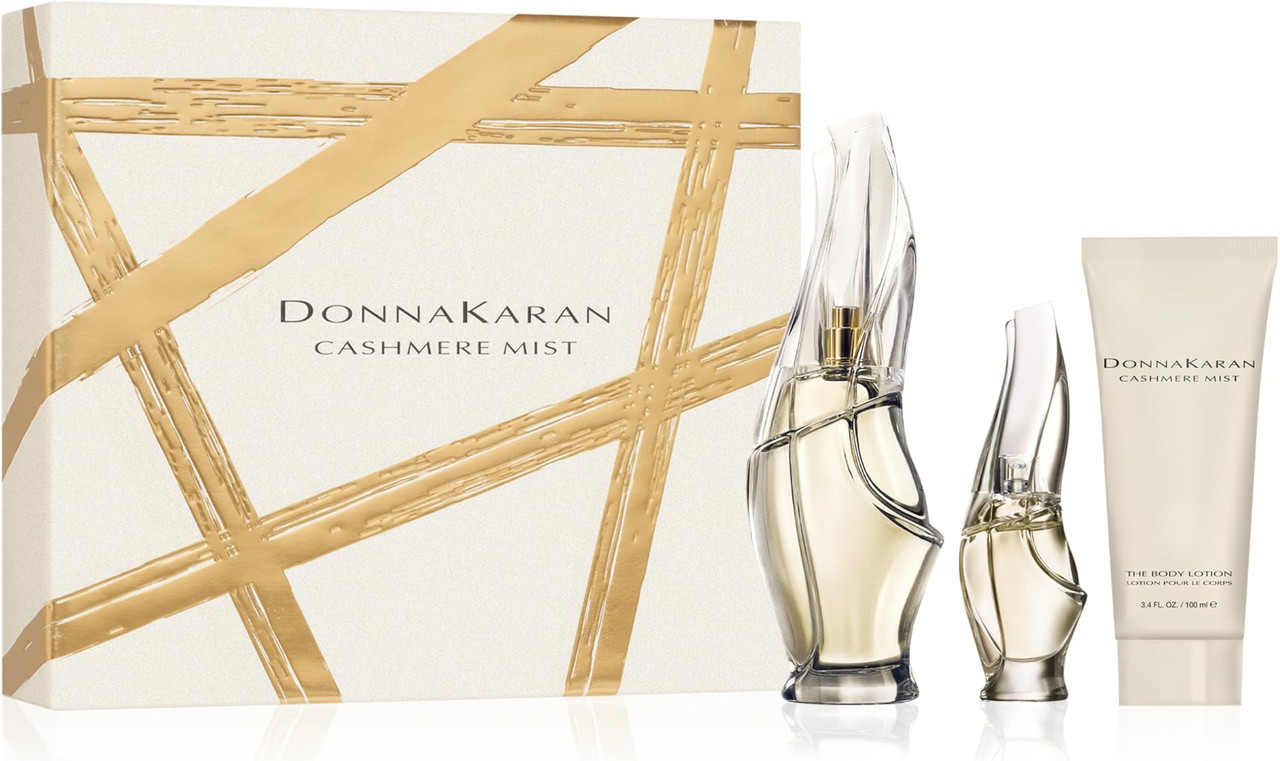 Donna Karan Cashmere Mist 3 Pcs Set For Women:3.4 Eau De Parfum Spray + 0.5 Eau De Parfum Spray + 3.4 Body Lotion