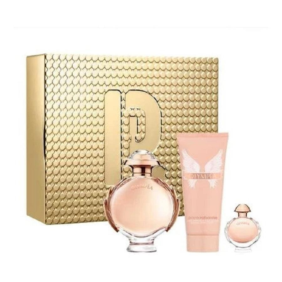PACO RABANNE OLYMPEA 3 PCS SET FOR WOMEN: 2.7 EAU DE PARFUM SPRAY + 3.4 BODY LOTION + 0.2 EAU DE PARFUM MINI