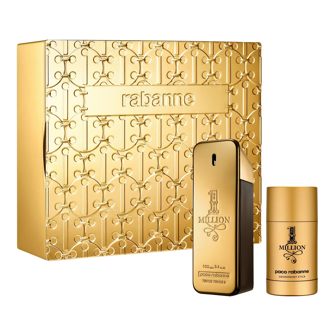 PACO RABANNE ONE MILLION 2 PCS SET FOR MEN: 3.4 EAU DE TOILETTE SPRAY + 2.3 DEODORANT STICK..