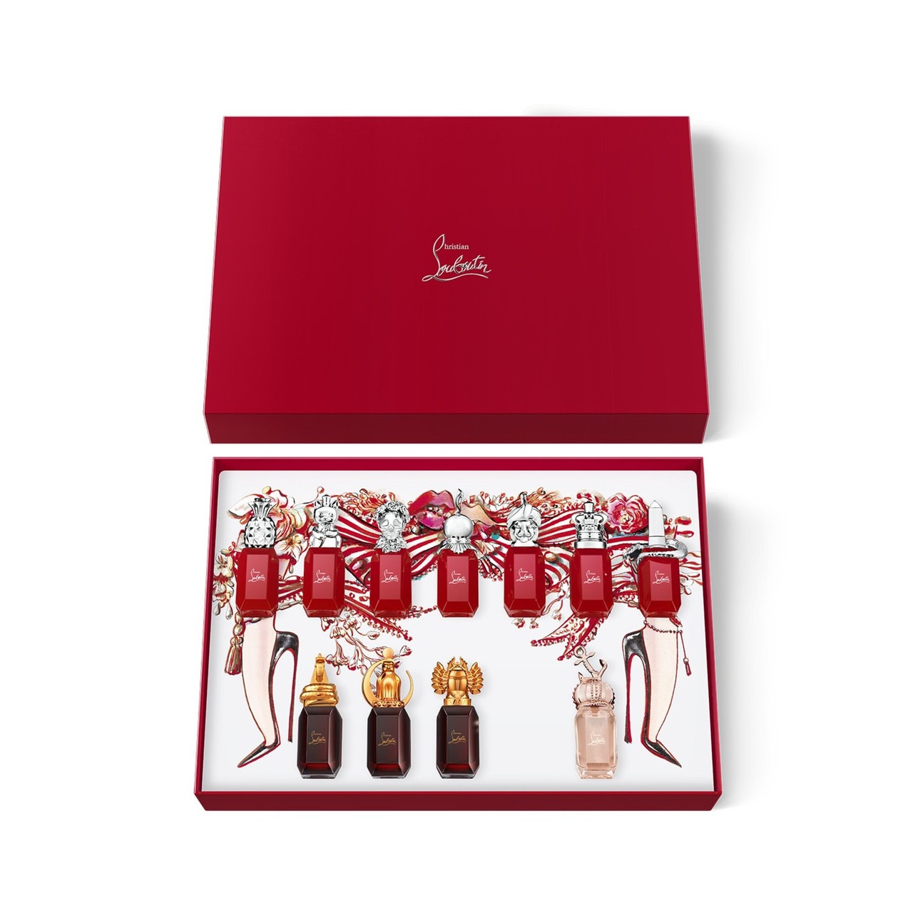 Christian Louboutin 11 * 9 Ml Eau De Parfum Mini Set: Loubifunk + Loubidoo + Loubikiss + Loubirouge + Loubiraj + Loubicrown + Loubicroc + Loubicharme Intense + Loubiprince Intense + Loubiluna Intense + Loubimar
