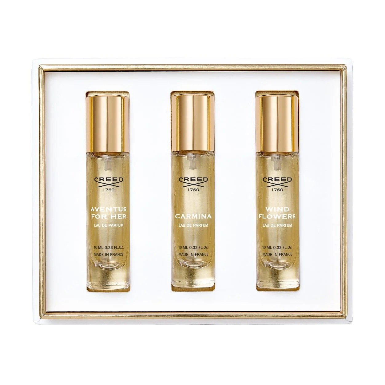 Creed 3 * 0.33 Eau De Parfum Spray Set For Women: Aventus For Her + Carmina + Wind Flowers