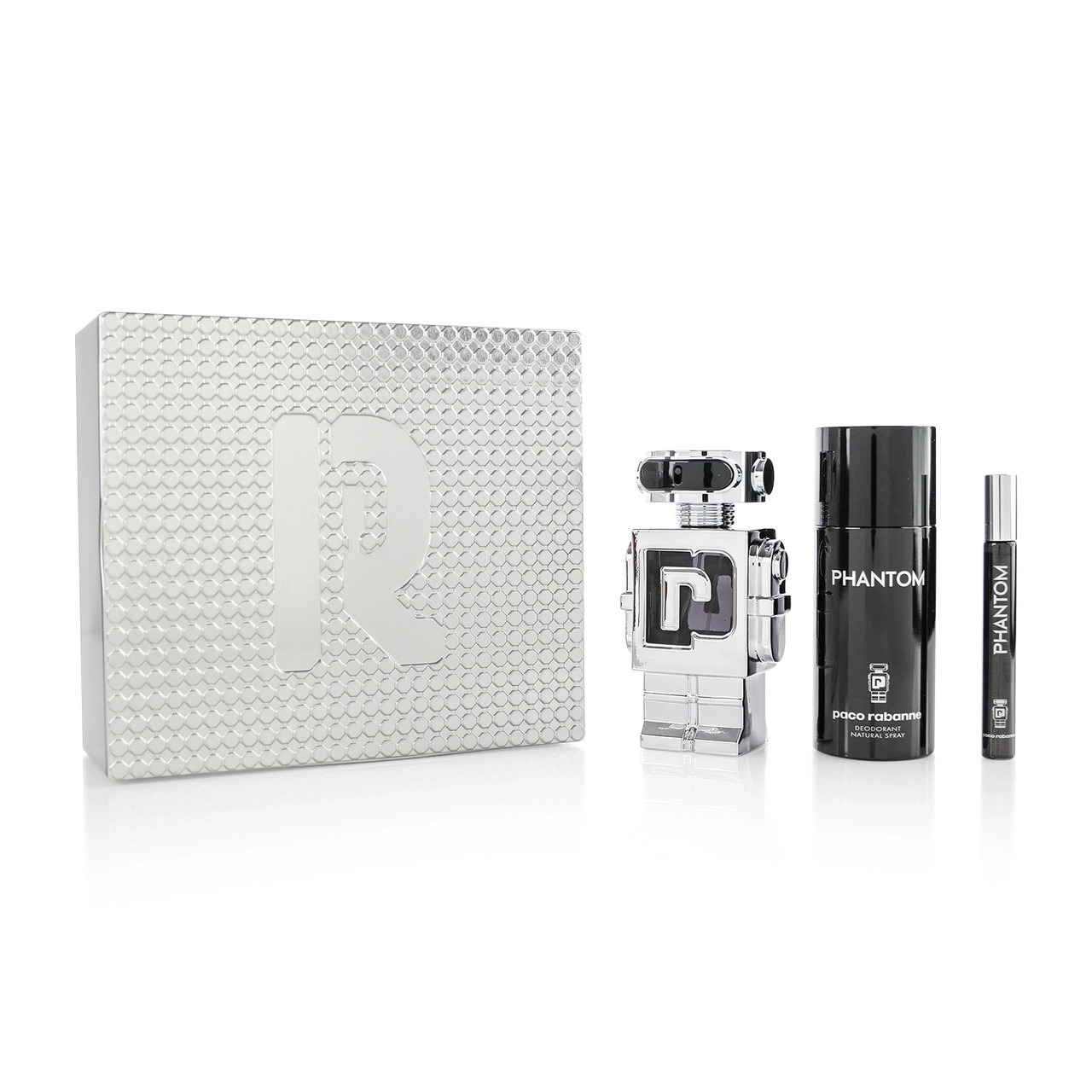 Paco Rabanne Phantom 3 Pcs Set For Men: 3.3 Eau De Toilette Spray + 5 Oz Deodorant Spray + 0.33 Eau De Toilette Spray