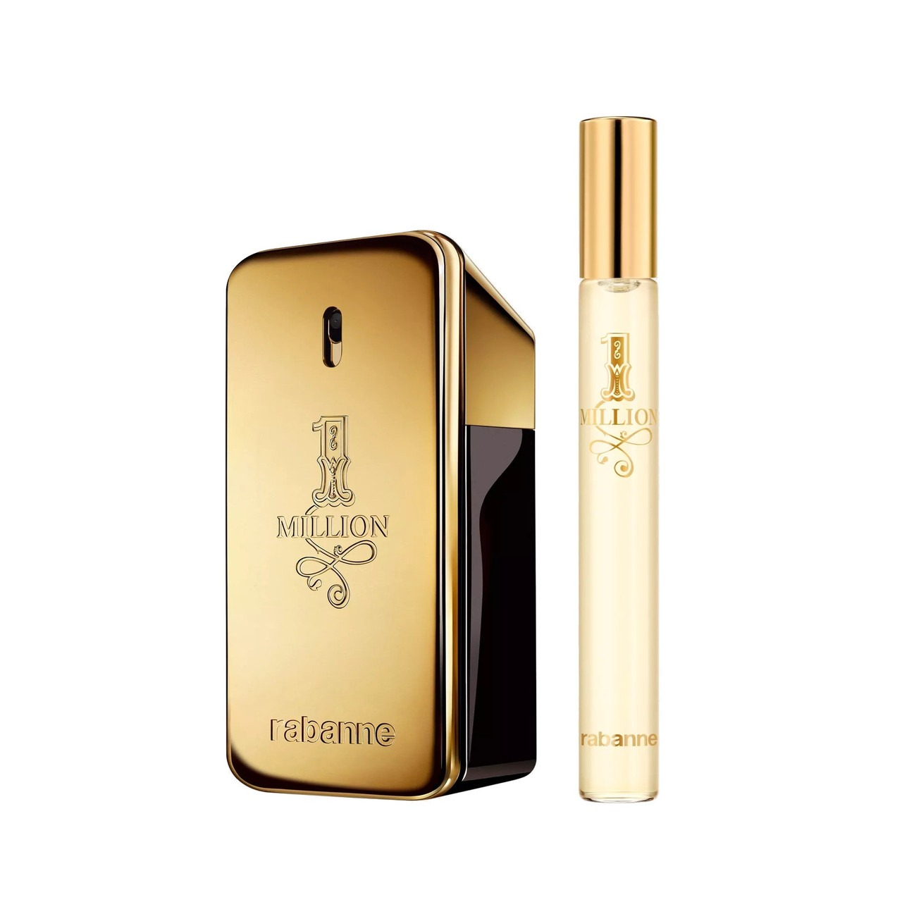 Paco Rabanne One Million 2 Pcs Set For Men: 1.7 Eau De Toilette Spray + 0.34 Eau De Toilette Spray.