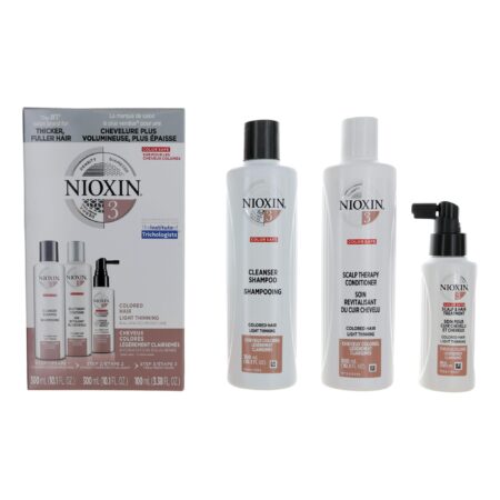 Nioxin 3D Care System Kit 3, For Colored Hair Light Thinning, Balanced Moisture