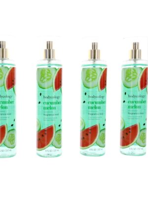 Cucumber Melon by Bodycology, 4 Pack 8 oz Fragrance Mist for Women
