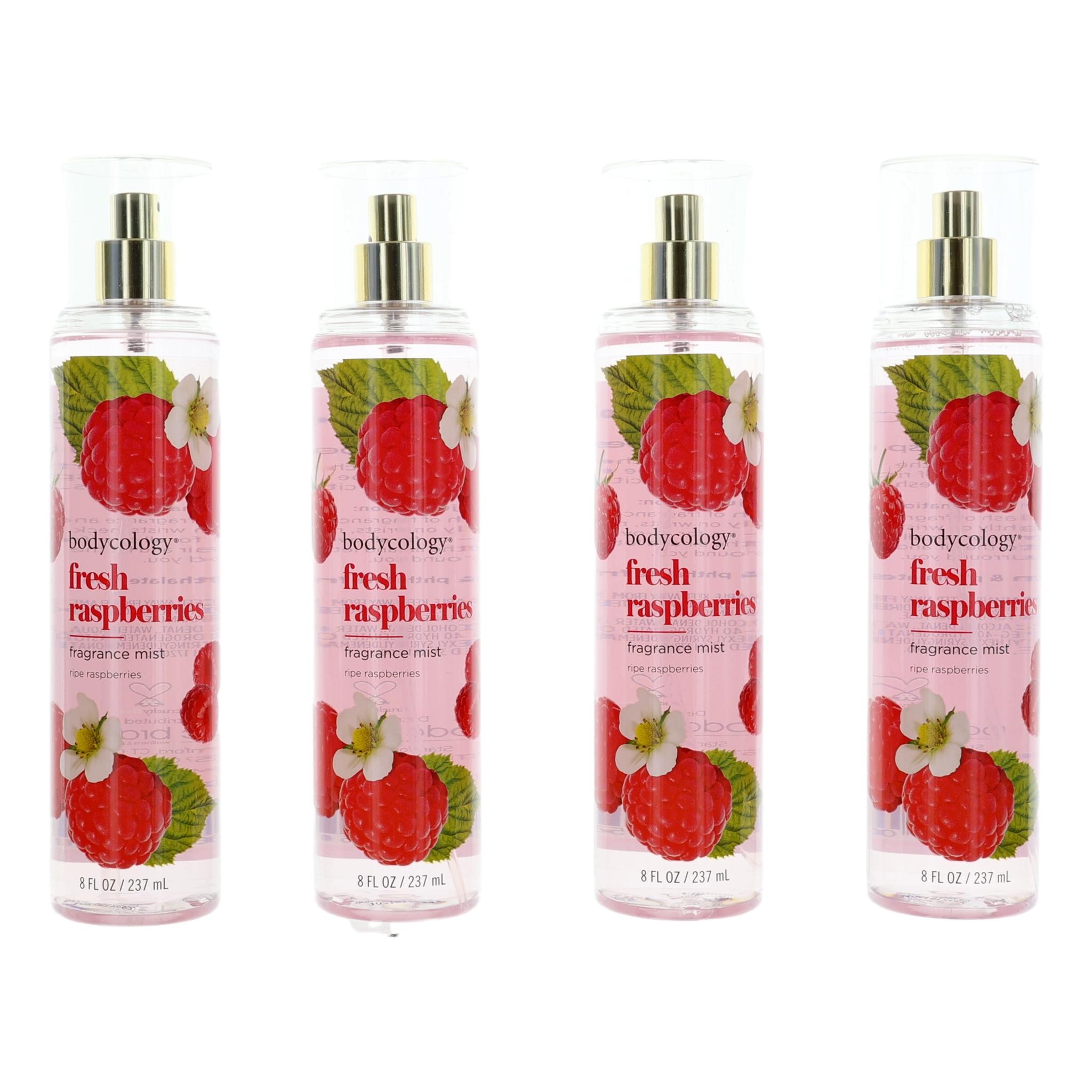 Fresh Raspberries by Bodycology, 4 Pack 8 oz Fragrance Mist for Women