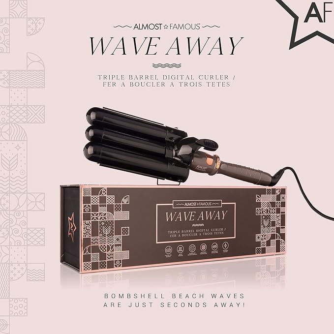 Almost Famous Triple Barrel Clip Curling System by Almost Famous, Charcoal Gray BEST PRICE