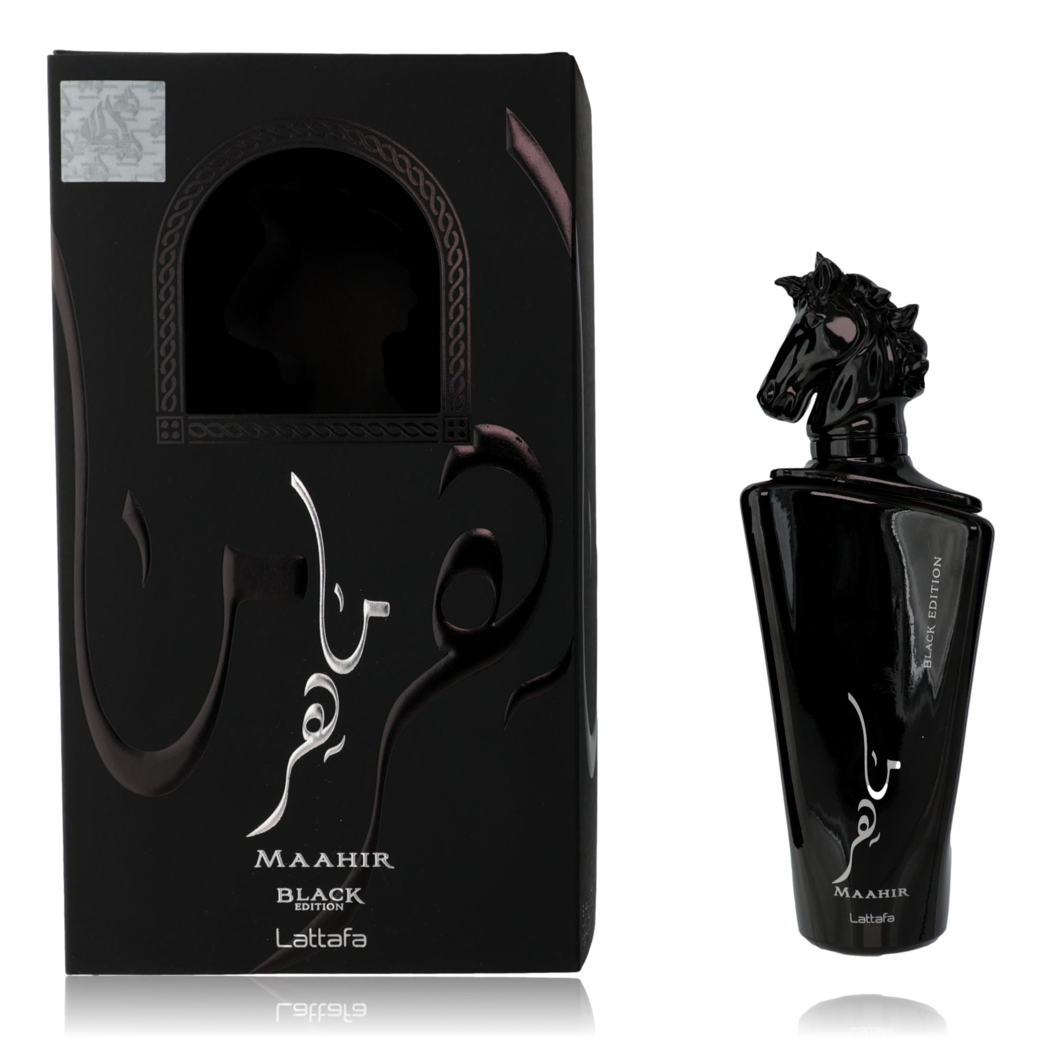 Maahir Black Edition by Lattafa, 3.4 oz EDP Spray for Unisex