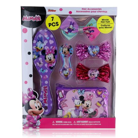 Minnie Mouse Brush & Hair Accessories by Disney, 7 Piece Set for Kids