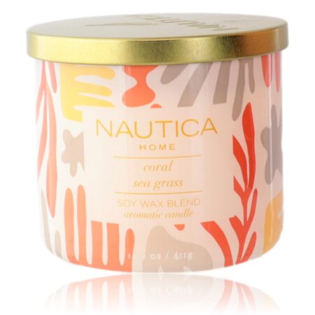 Nautica 14.5 oz Soy Wax Blend 3 Wick Candle - Coral Sea Grass