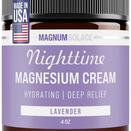 Nighttime Magnesium Cream by Magnum Solace, 5 oz Lotion - Lavender