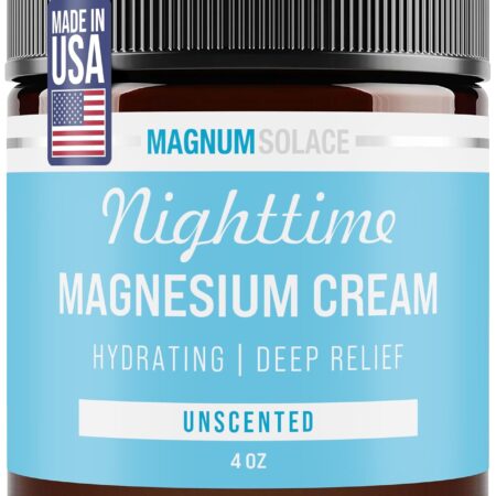 Nighttime Magnesium Cream by Magnum Solace, 5 oz Lotion - Unscented